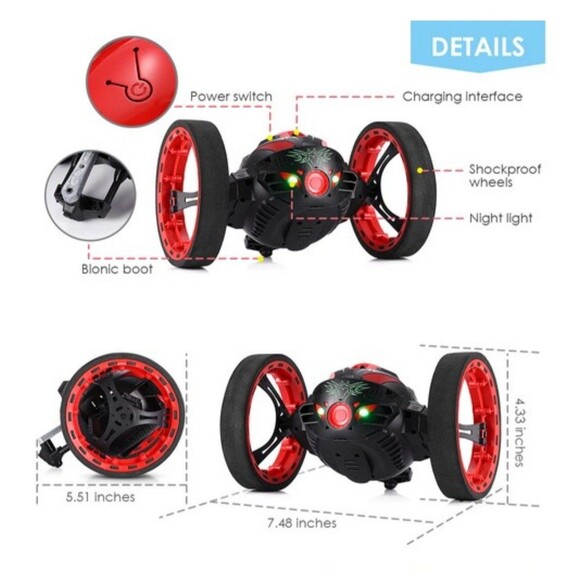 Remote Control Jumping Bounce Car 2.4GHz RC Flips Spin Trick Stunt Car Fun Toy - Picture 11 of 16